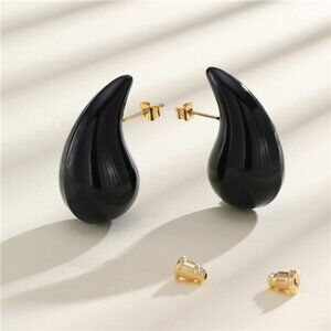 Chunky Black Hoop Earrings Lightweight, Waterproof, Hollow Open Women Earrings